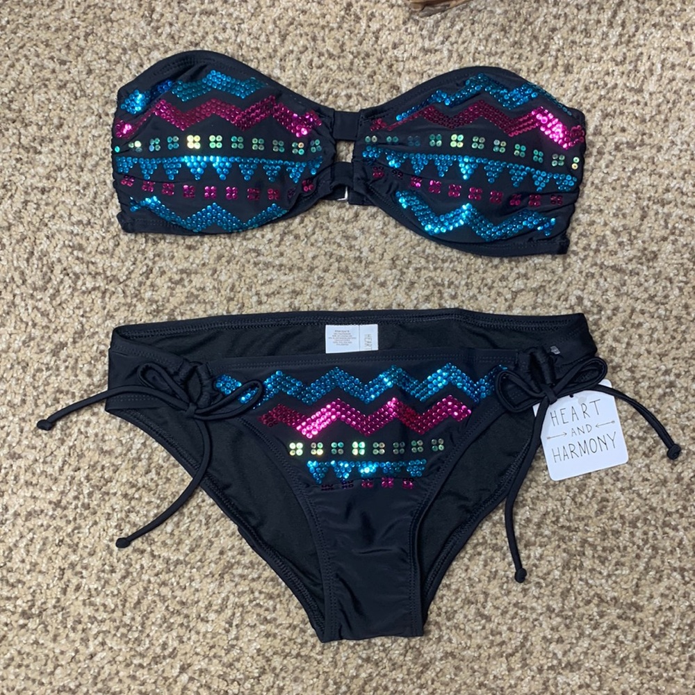 Heart and Harmony Sequin Bikini Swimsuit